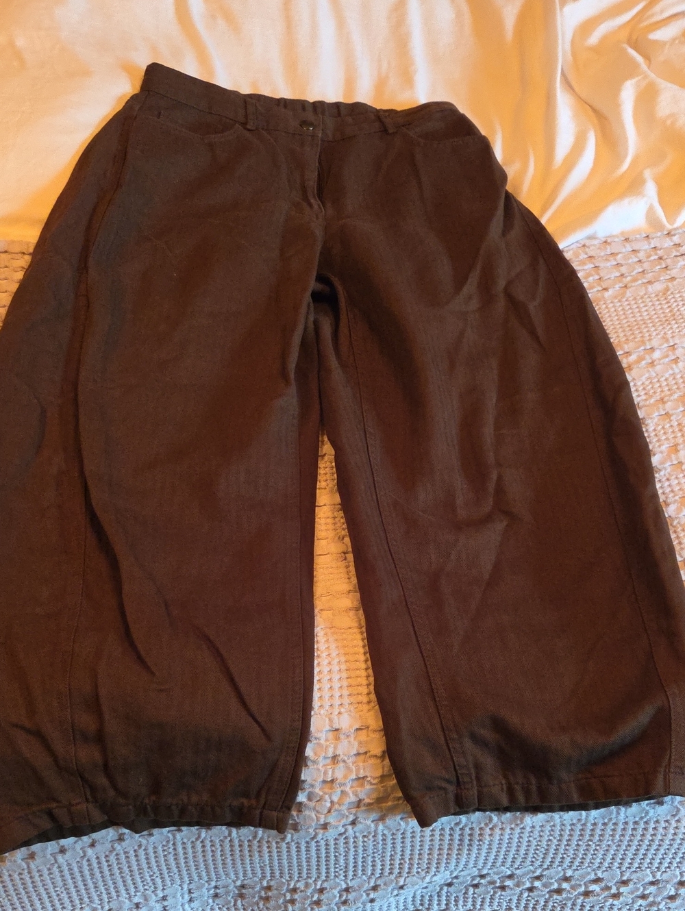 Zara Dark Brown Wide-Leg Barrel Pants Xl
